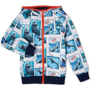 Garanimals Reversible Hooded Jacket. Fun Shark theme / Solid color  Boys Size 10